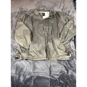 Stussy World‎ Tour Coach Jacket Gray Nylon Men's XLarge Lightweight Snap Front